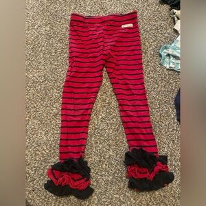 Striped Ruffle Ankle Leggings